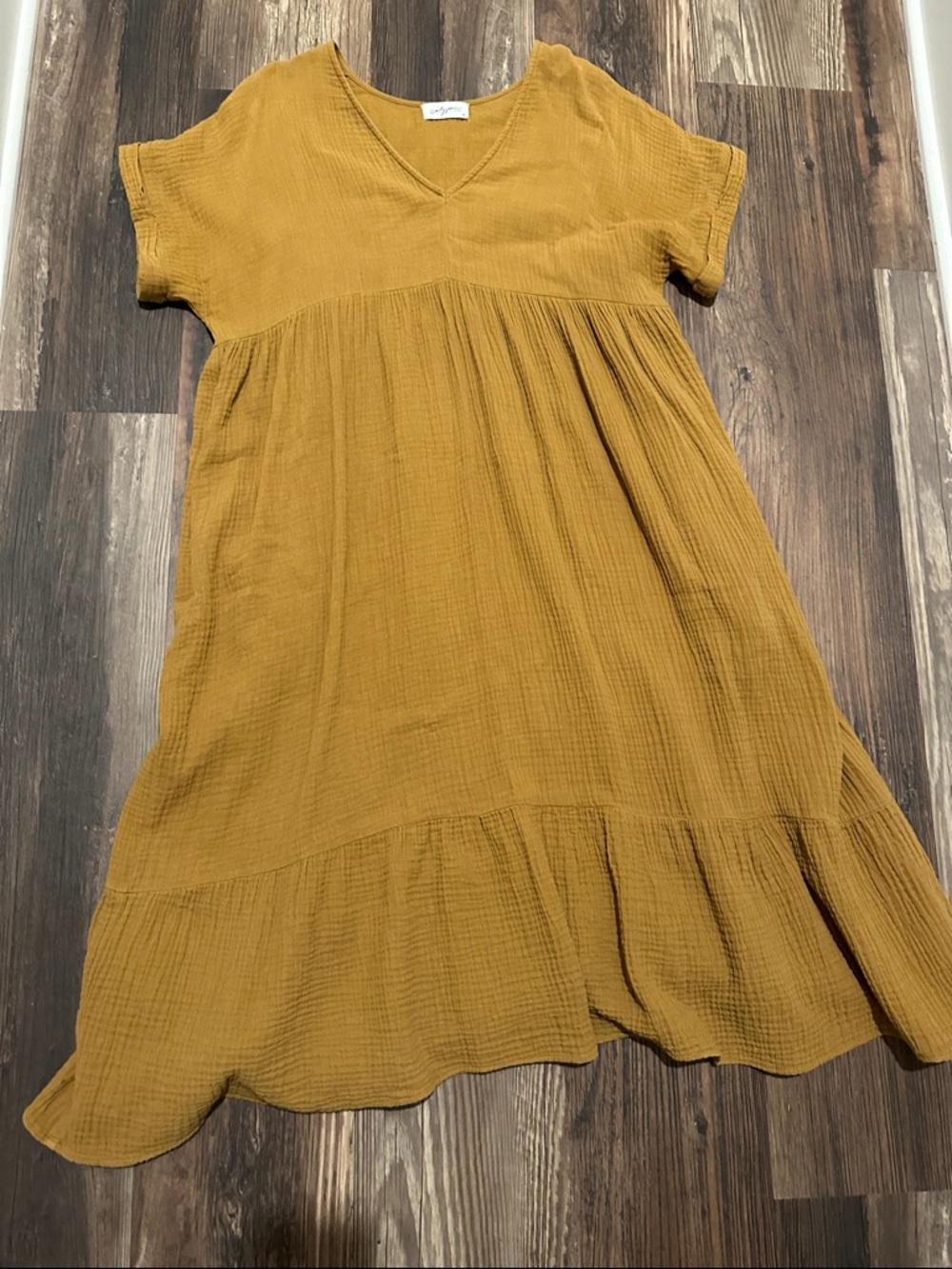 Carly Jean Los Angeles Reef Mustard Cotton Midi Dress